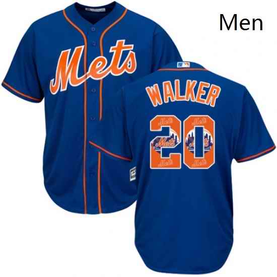 Mens Majestic New York Mets 20 Neil Walker Authentic Royal Blue Team Logo Fashion Cool Base MLB Jersey